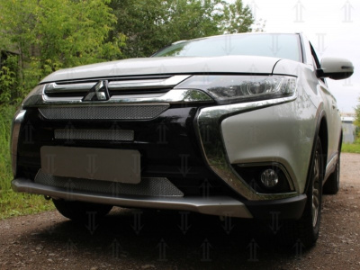 Mitsubishi Outlander (15–) Защита радиатора Premium, хром, 3 части