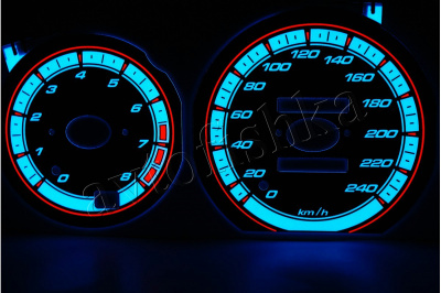 Mazda MX-6 светодиодные шкалы (циферблаты) на панель приборов - дизайн 1